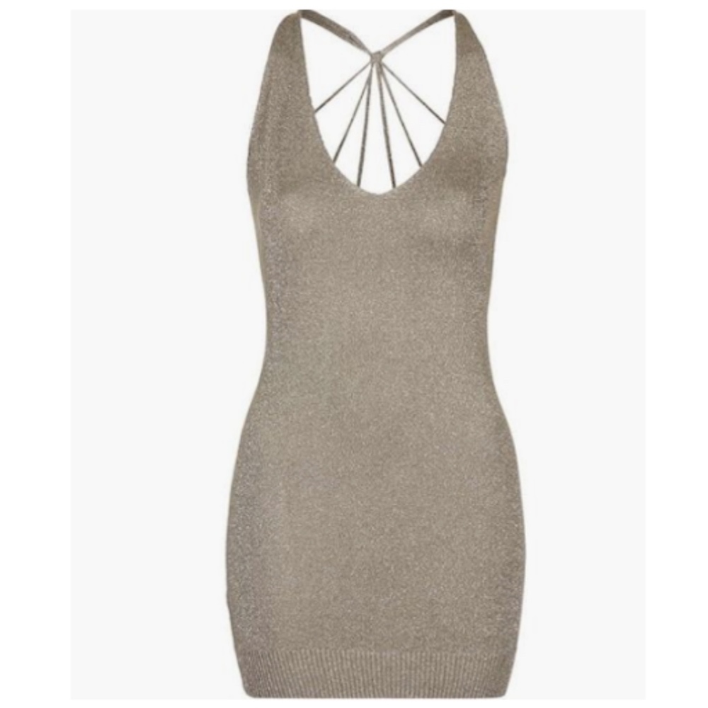 NWT WYLDR Late Night GOLD Shimmery Dress M/L